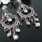 RHODIUM DANGLER ALLOY WEDDING EAR-DROP HANDMADE CRYSTAL STUD BRIDAL EARRINGS SET G137PU