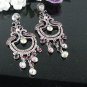 RHODIUM DANGLER ALLOY WEDDING EAR-DROP HANDMADE CRYSTAL STUD BRIDAL EARRINGS SET G137PU