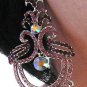 RHODIUM DANGLER ALLOY WEDDING EAR-DROP HANDMADE CRYSTAL STUD BRIDAL EARRINGS SET G137PU
