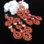 18K GOLD DANGLER ALLOY WEDDING EAR-DROP CRYSTAL STUD BRIDAL EARRINGS SET G146G RED