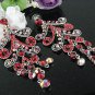 RHODIUM DANGLER ALLOY BRIDAL EAR-DROP CRYSTAL STUD WEDDING EARRINGS SET G148
