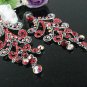 RHODIUM DANGLER ALLOY BRIDAL EAR-DROP CRYSTAL STUD WEDDING EARRINGS SET G148