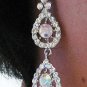 RHODIUM DANGLER ALLOY BRIDE EARRING CRYSTAL STUD BRIDAL EARRINGS SET G145