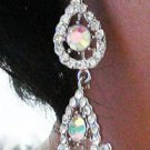 RHODIUM DANGLER ALLOY BRIDE EARRING CRYSTAL STUD BRIDAL EARRINGS SET G145