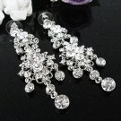 RHODIUM DANGLER ALLOY BRIDE EAR-DROP CRYSTAL STUD BRIDAL EARRINGS SET G166