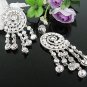 RHODIUM DANGLER ALLOY BRIDE EAR-DROP CRYSTAL STUD BRIDAL EARRINGS SET G169