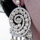 RHODIUM DANGLER ALLOY BRIDE EAR-DROP CRYSTAL STUD BRIDAL EARRINGS SET G169