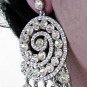 RHODIUM DANGLER ALLOY BRIDE EAR-DROP CRYSTAL STUD BRIDAL EARRINGS SET G169