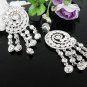 RHODIUM DANGLER ALLOY BRIDE EAR-DROP CRYSTAL STUD BRIDAL EARRINGS SET G169