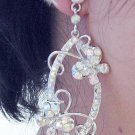 RHODIUM DANGLER BRIDE EAR-DROP AB CRYSTAL RHINESTONE STUD WEDDING EARRINGS SET G170