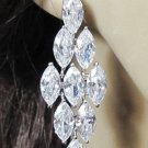 SILVER DANGLER EARRING ALLOY ZIRCON EAR-DROP HANDMADE CRYSTAL HOOK BRIDAL EARRINGS E83025