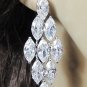 SILVER DANGLER EARRING ALLOY ZIRCON EAR-DROP HANDMADE CRYSTAL HOOK BRIDAL EARRINGS E83025