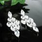 SILVER DANGLER EARRING ALLOY ZIRCON EAR-DROP HANDMADE CRYSTAL HOOK BRIDAL EARRINGS E83025