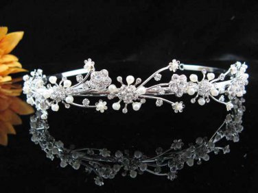 handmade regal wedding accessories metal silver sparkle bridal headband crystal tiara 4887