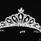 handmade regal wedding accessories metal silver sparkle huge bridal crystal tiara G173