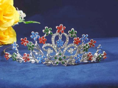 Bride crystal wedding accessories rhodium rhinestone alloy floral bridal tiara 101