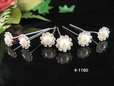 6 piece silver bride bridal pearl wedding hairpin,floral wedding hair accessories pin veil 1160
