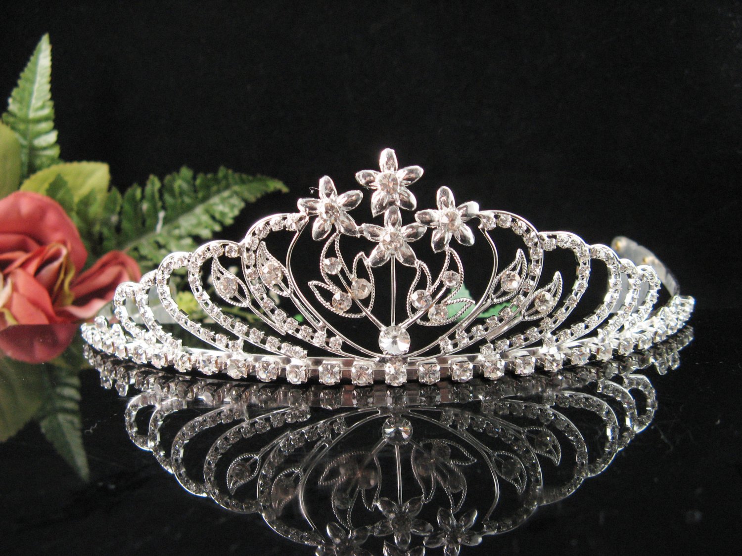 Bridal Tiara Comb, Bride Crystal Floral Hair Comb Tiara style, Wedding