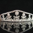Bridal Clear Queen Silver tone Party Bow Rhinestone headpiece Tiara Crown 1224