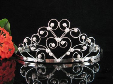 Bride tiara crystal pearl bridesmaid wedding accessories silver rhinestone headpiece 2039
