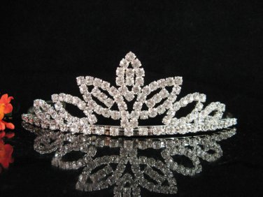 Bridal bride tiara sparkle crystal wedding accessories silver metal rhinestone headpiece 8241