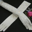 19"Lycra Embroidery Wedding Gloves,Ivory opera long Bridal Gloves Accent 234i
