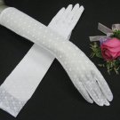 15" Nylon white Wedding Gloves,elbow Dot Bridal Gloves Accent 20w