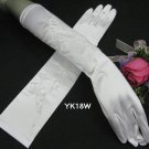 15" Embroidery Wedding Gloves,Satin Beaded elbow Bridal Gloves Accent 18