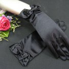 8" Wrist Wedding Gloves,Butterfly Tie Satin Beaded Bridal Gloves Accent 10