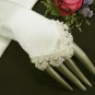 10.5"Elbow Ivory French lace Fingerless Wedding Gloves ,Satin lace Pearl Bridal Gloves 58i
