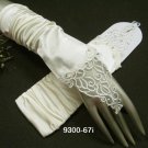 12" Satin Rhinestone Elbow ivory Wedding Gloves,French lace bridal Gloves 67i