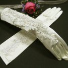 14.5" Satin Rhinestone Elbow ivory Wedding Gloves,French lace bridal Gloves 70i