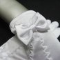 9" Satin wrist white Wedding Gloves,embroidery pearl short bridal Gloves 1w