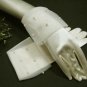 9" Satin wrist ivory Wedding Gloves,organza pearl short bridal Gloves 8i