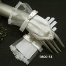 7.5" Satin wrist ivory Wedding Gloves,sheer organza lace floral short bridal Gloves 61i