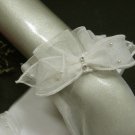 9" ivory wrist bridal gloves,sheer organza rhinestone pearl wedding gloves 5i
