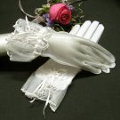 10.5" ivory wrist bridal gloves,organza french lace pearl wedding gloves 7i
