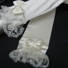 16" Long opera satin ivory bridal gloves,french lace pearl wedding gloves 27i