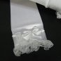 16" Long satin white bridal gloves,french lace pearl wedding gloves 27w