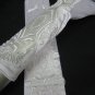 14.5"satin elbow white bridal gloves,french lace pearl wedding gloves 46w