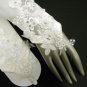 11" satin elbow ivory bridal gloves,fingerless french lace rhinestone wedding gloves 69i