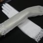 15" wrist white sheer organza pearl french lace bridal gloves,wedding gloves 14w
