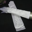 15" elbow white embroidery bridal gloves,floral rhinestone wedding gloves 60w