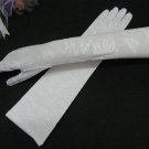 15.5" elbow white bridal glove,Lycra floral french lace wedding gloves 35w