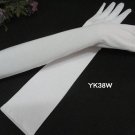 17" long opera simple white bridal glove,plain Lycra shine wedding gloves 38w