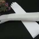 15.5" long opera simple white bridal glove,plain Lycra shine wedding gloves 39w