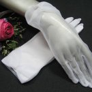 8" simple white bridal glove,sheer organza pearl wrist wedding gloves 27w