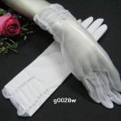 11" simple white bridal glove,sheer organza pearl wrist wedding gloves 28w