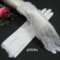 11" simple white bridal glove,sheer organza pearl wrist wedding gloves 28w