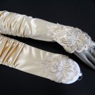 12" french lace bridal glove ,ivory pearl elbow wedding gloves 14i